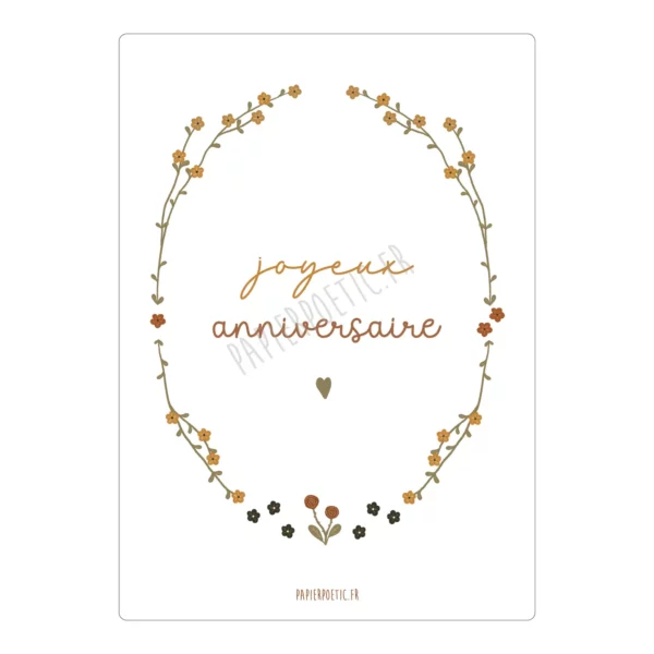 Carte Papier Poetic - Joyeux anniversaire fleurs