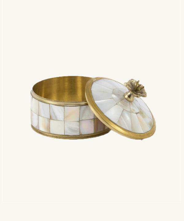 Boîte laiton nacré - blanc fleur – Image 3