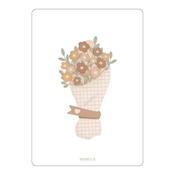 Carte Papier Poetic - Bouquet de fleurs quadrillé