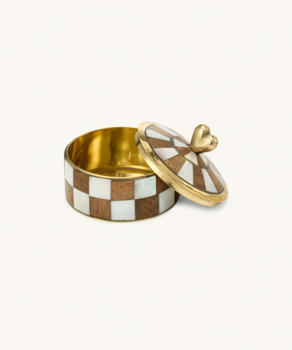 Boîte laiton nacré - damier coeur – Image 4
