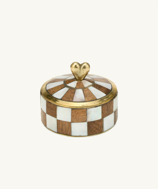 Boîte laiton nacré - damier coeur – Image 3