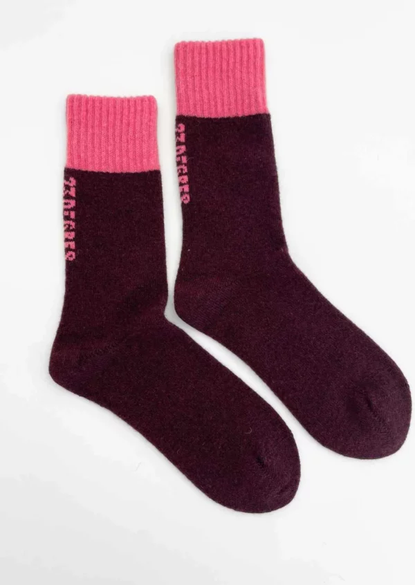 Chaussette 23 degrès en laine - violet et rose – Image 3