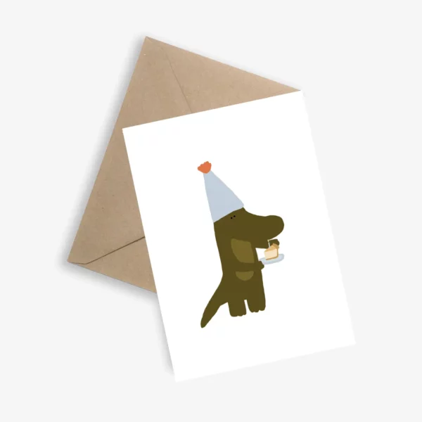 Carte le papier graphique - dinosaure gateau