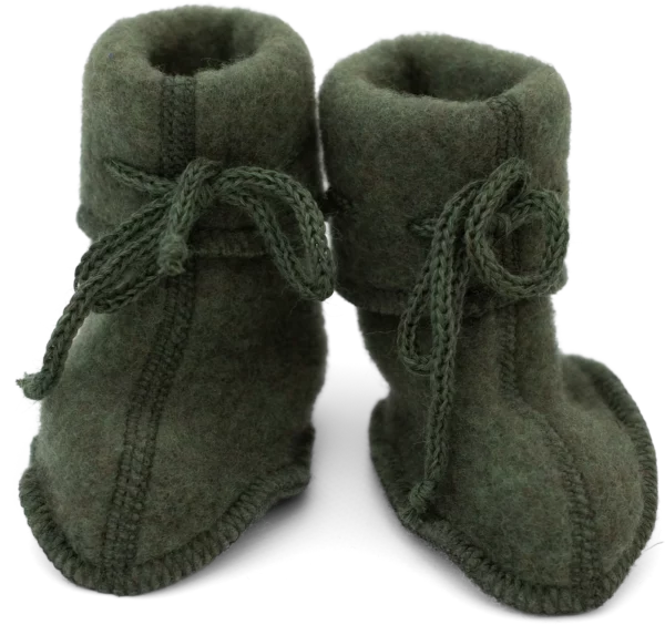 Chausson pure laine à lacet - kaki