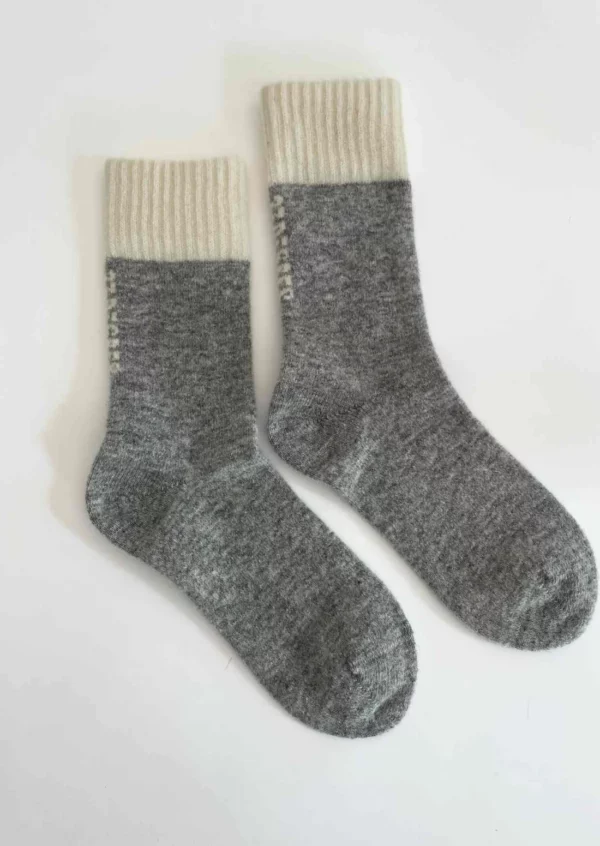 Chaussette 23 degrès en laine - gris et blanc – Image 3