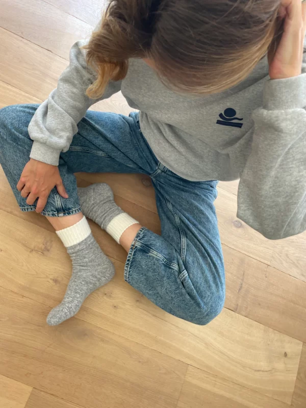 Chaussette 23 degrès en laine - gris et blanc – Image 2