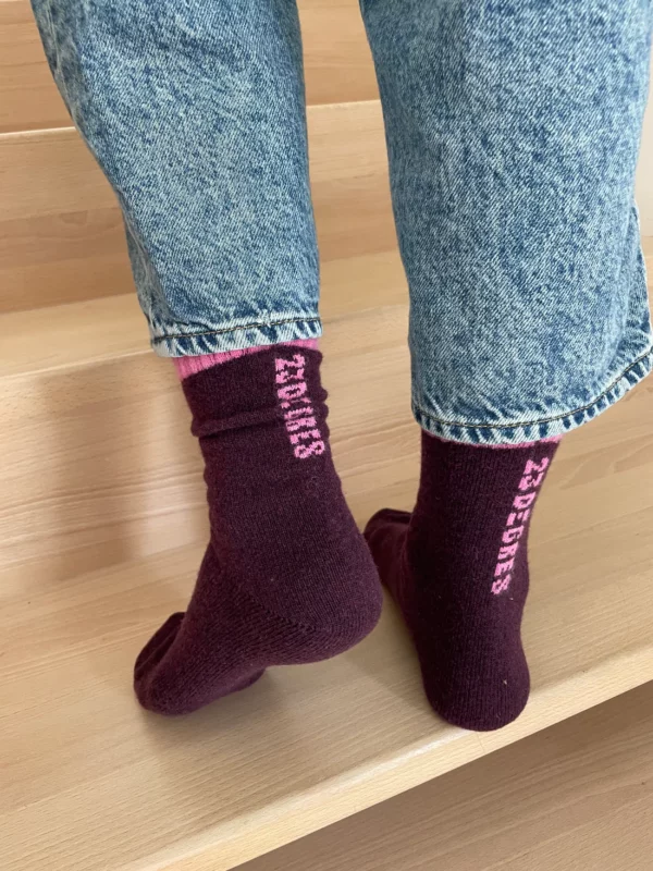 Chaussette 23 degrès en laine - violet et rose – Image 2