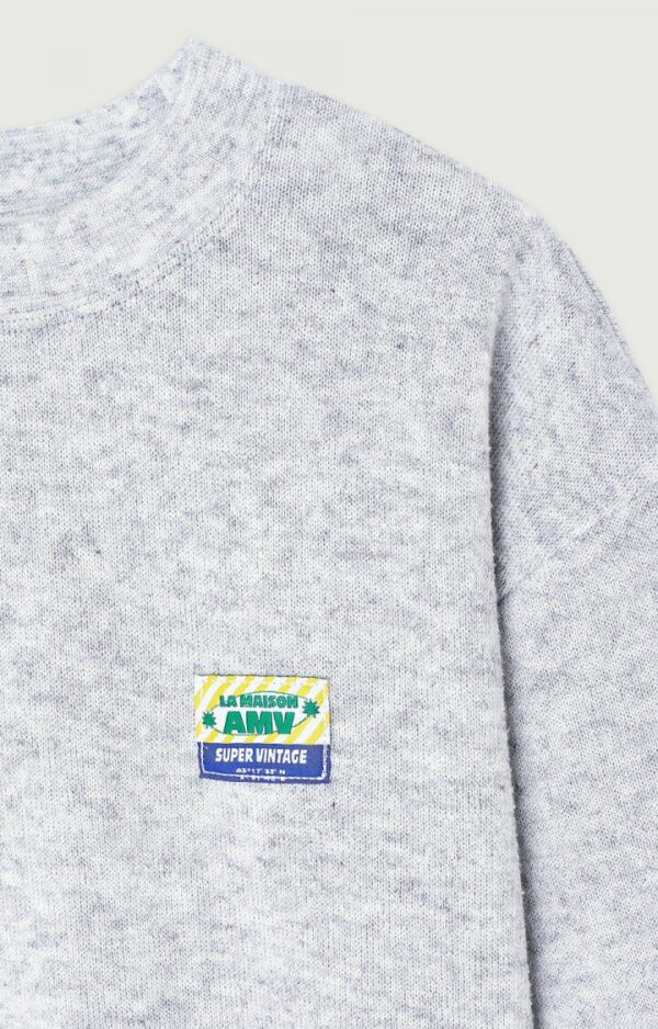 SWEAT MI LONG COL ROND EVONA - GRIS CLAIR CHINE – Image 5