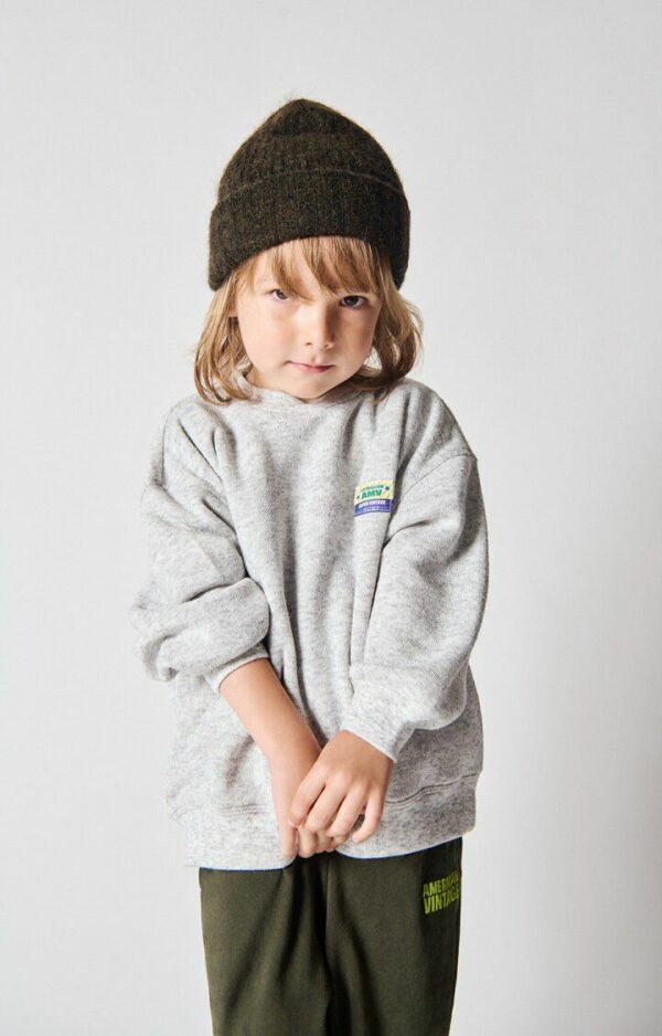 SWEAT MI LONG COL ROND EVONA - GRIS CLAIR CHINE