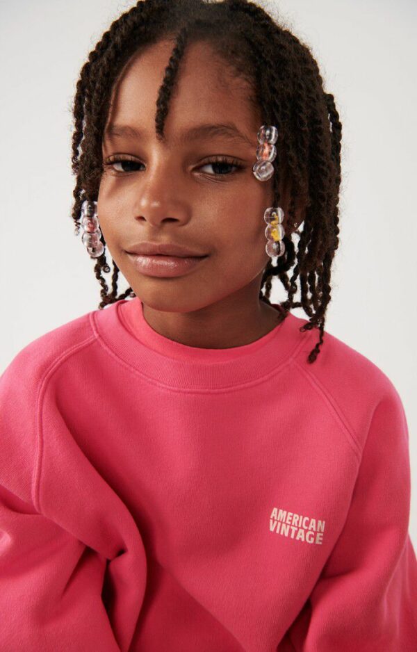 SWEAT ML COL ROND IZUBIRD - HORTENSIA FLUO