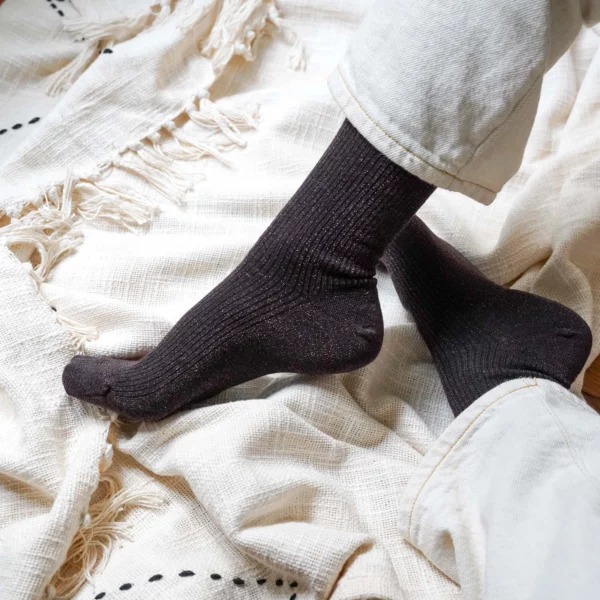 Chaussettes en lyocell KLUE Glitter Lurex chocolate dark brown