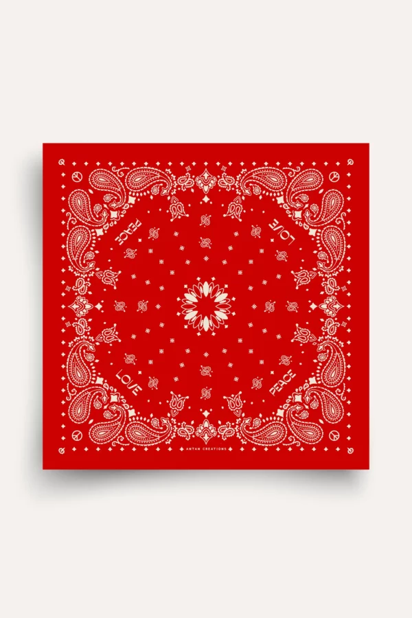 Foulard bandana laine 100cm - Flame antique – Image 4