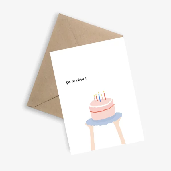 Carte Papier Graphique - gateau ça se fête