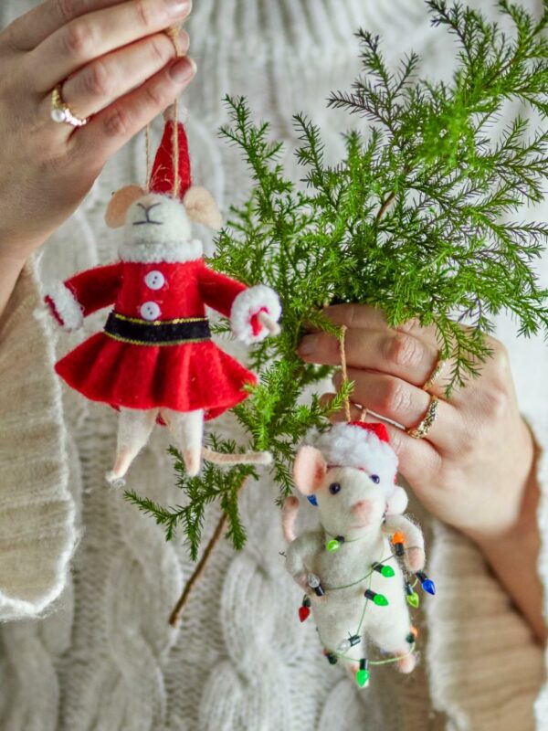 Bibelot Laine - souris blanche robe noel – Image 2