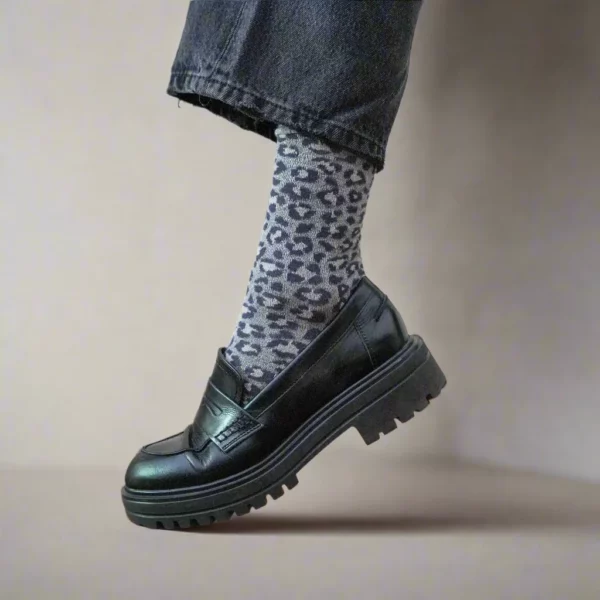 Chaussettes en lyocell KLUE Glitter leopard grey – Image 2