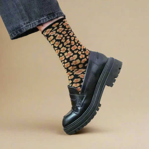 Chaussettes en lyocell KLUE Glitter leopard ambre – Image 2