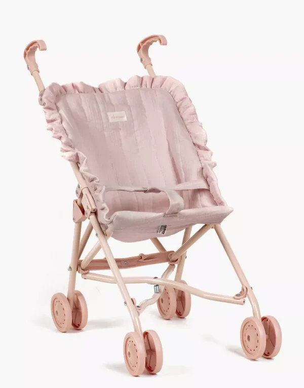 Poussette poupée à volants en gaze de coton rose