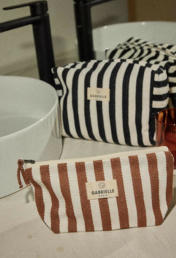 Trousse de beauté rayures moka