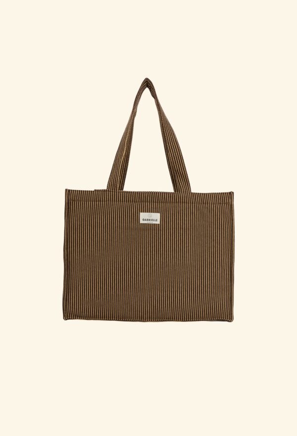 Sac 24h en coton rayures café – Image 2