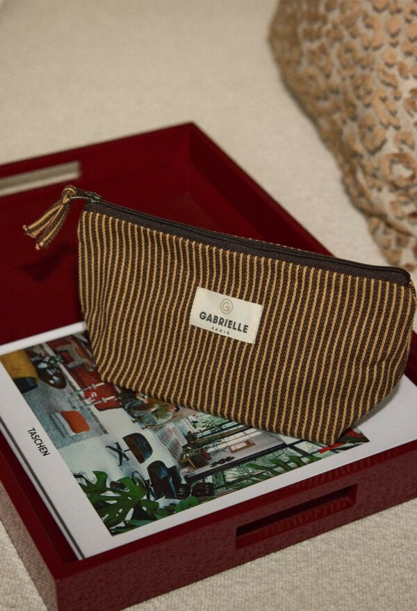 Trousse de beauté rayures café