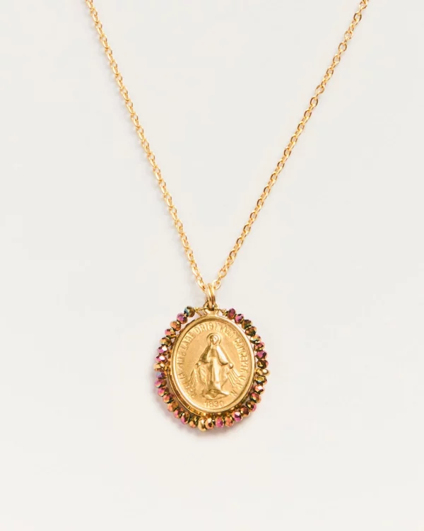 Santa Maria Shiny ocre - collier médaillon