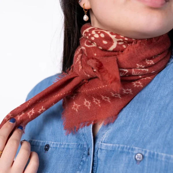 Petit foulard laine Sacha Terracotta