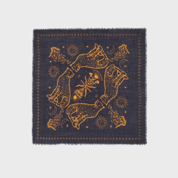 Petit foulard laine Sacha navy – Image 4