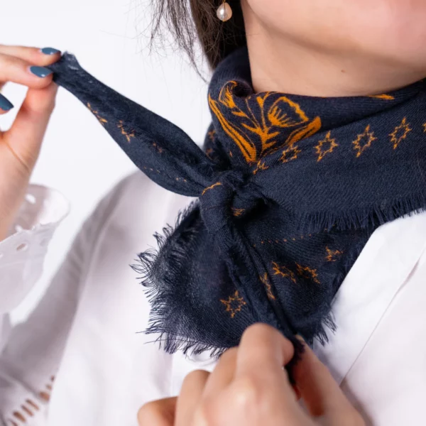 Petit foulard laine Sacha navy