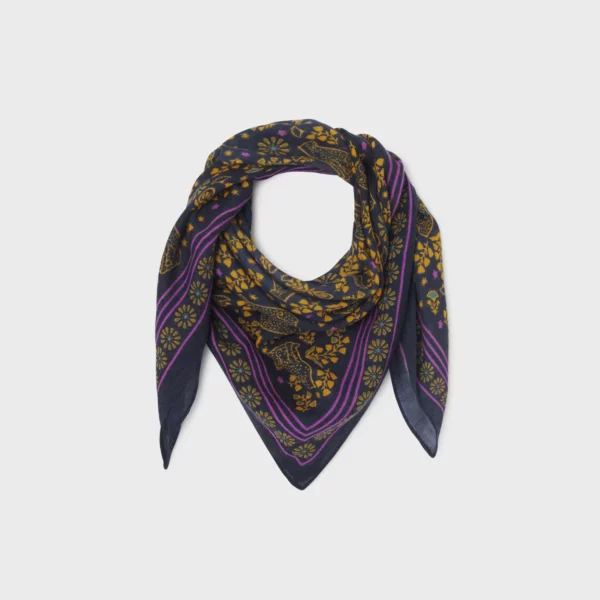 Grand foulard laine Constance Navy