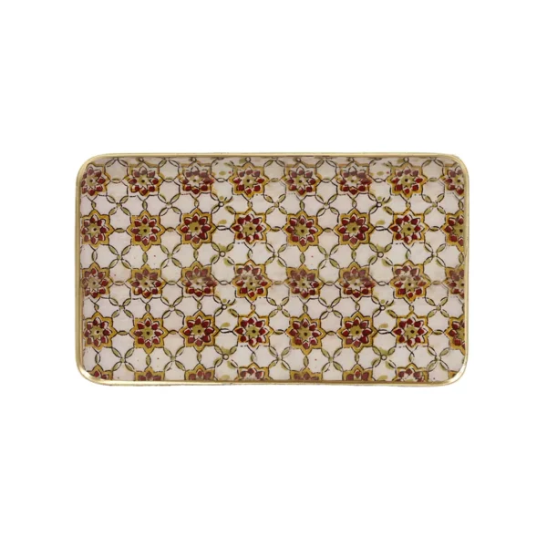 Plateau métal zéllige 10x15 cm ocre/brique – Image 2
