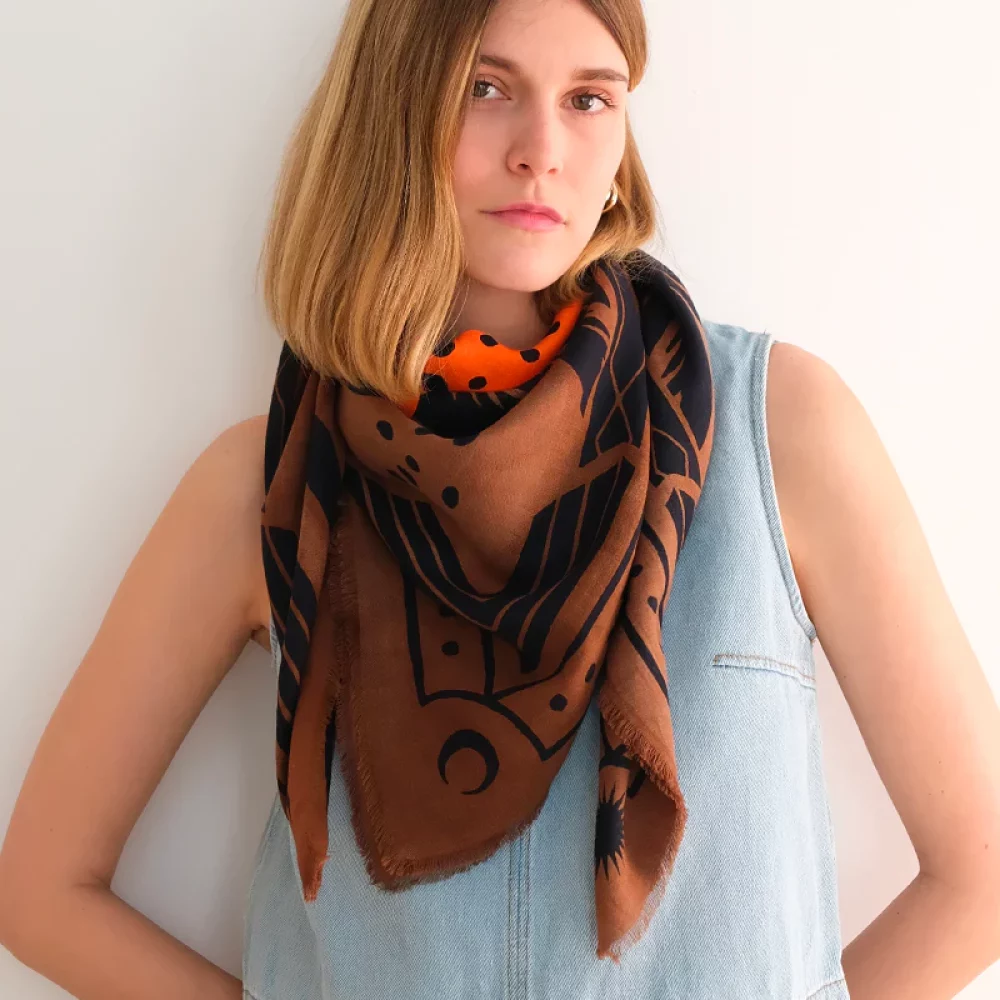 carre-coton-leo-marron-5