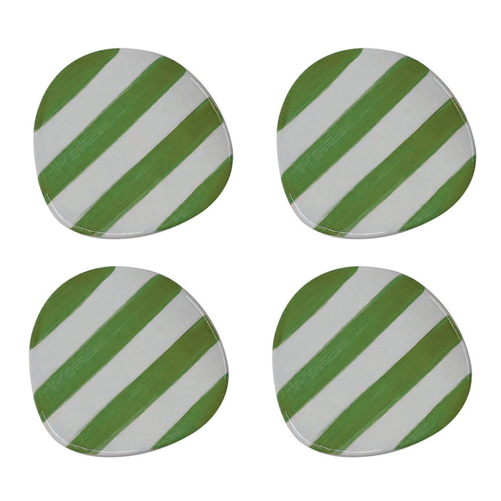 dessous-de-verre-rayures-verte-d10-h06cm-x4